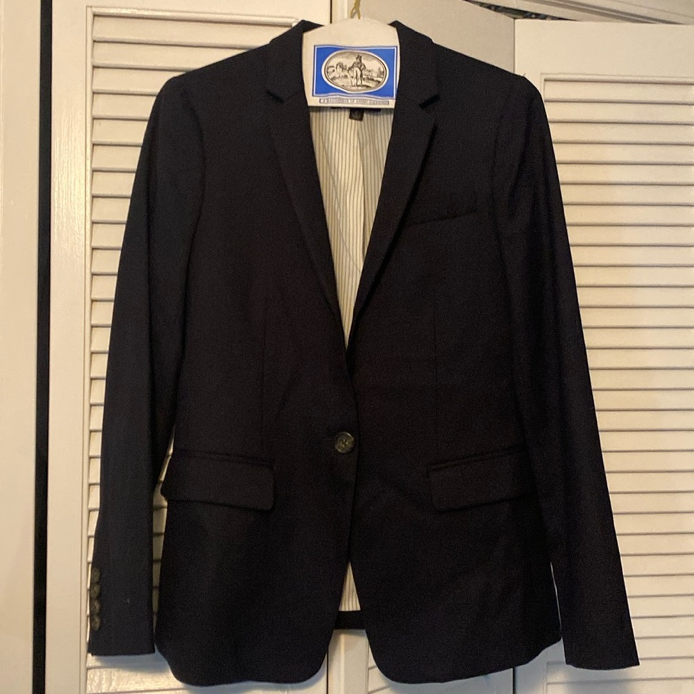 Navy J Crew One Button Blazer